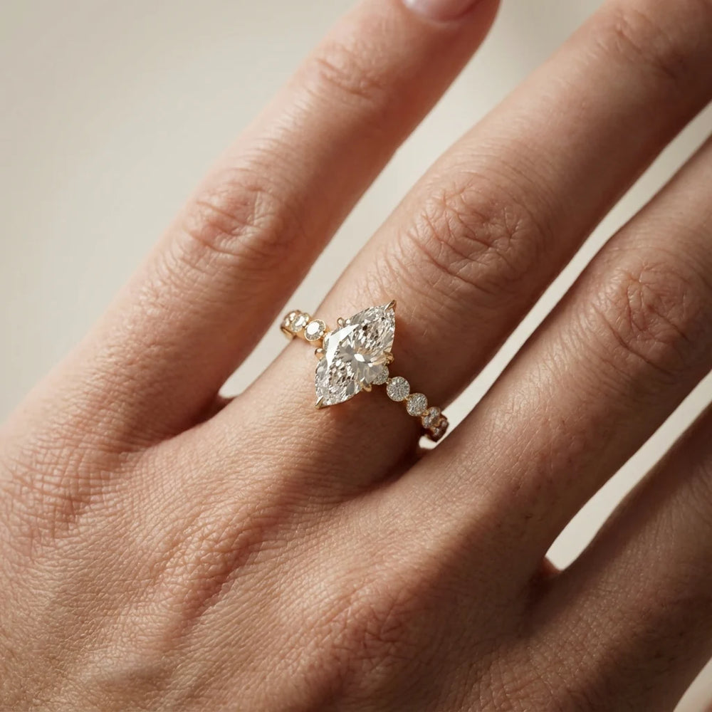 Eleanor Majesty Side Stone Princess Diamond Engagement Ring