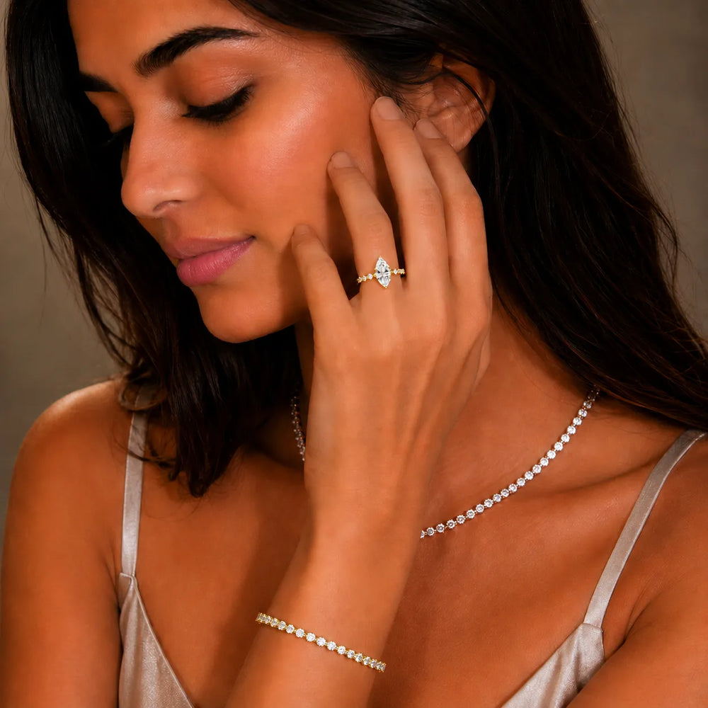 Eleanor Majesty Side Stone Princess Diamond Engagement Ring