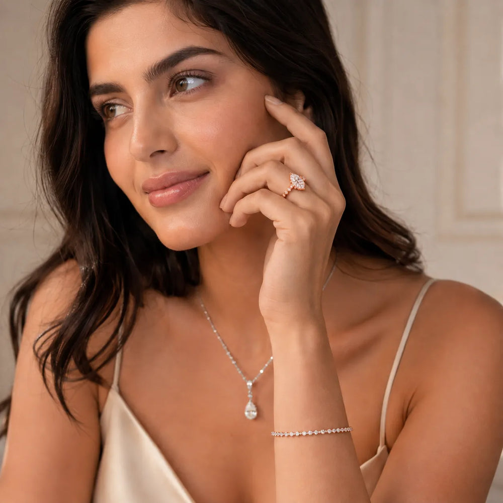 Eleanor Majesty Side Stone Princess Diamond Engagement Ring