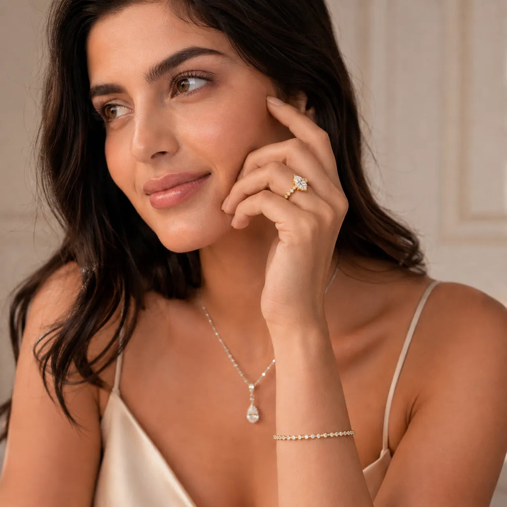 Eleanor Majesty Side Stone Princess Diamond Engagement Ring