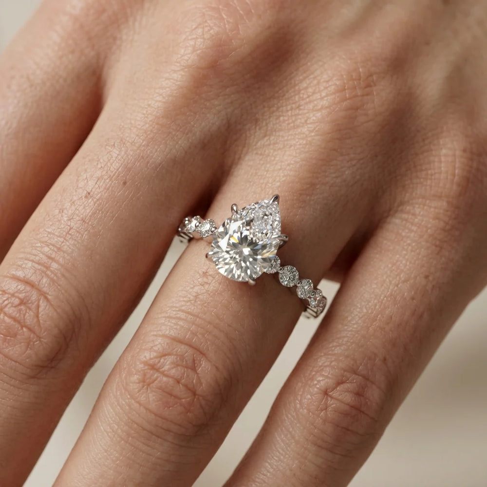 Eleanor Majesty Side Stone Princess Diamond Engagement Ring
