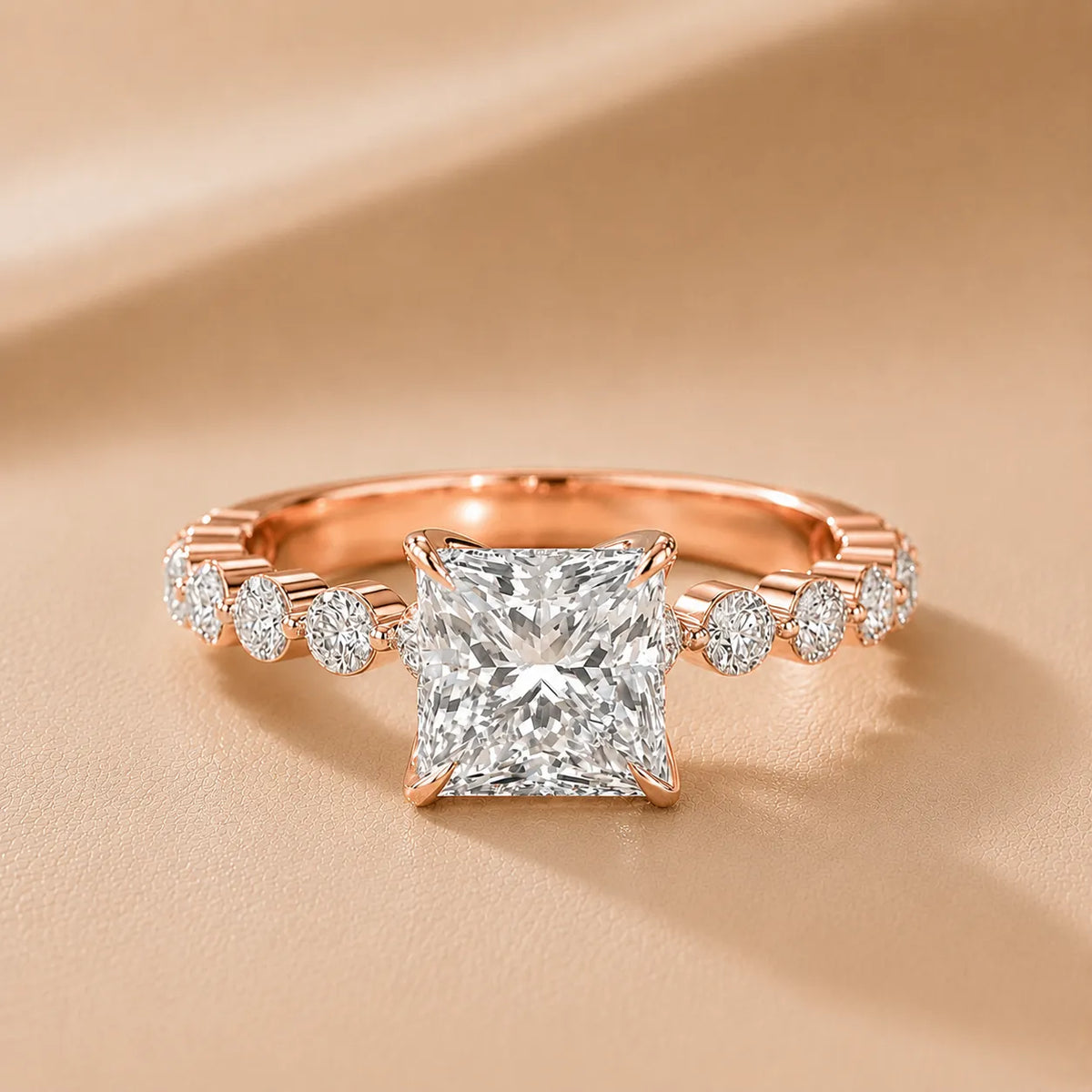 Eleanor Majesty Side Stone Princess Diamond Engagement Ring