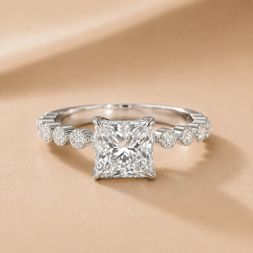 Eleanor Majesty Side Stone Princess Diamond Engagement Ring
