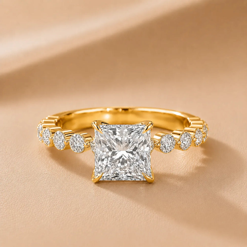 Eleanor Majesty Side Stone Princess Diamond Engagement Ring