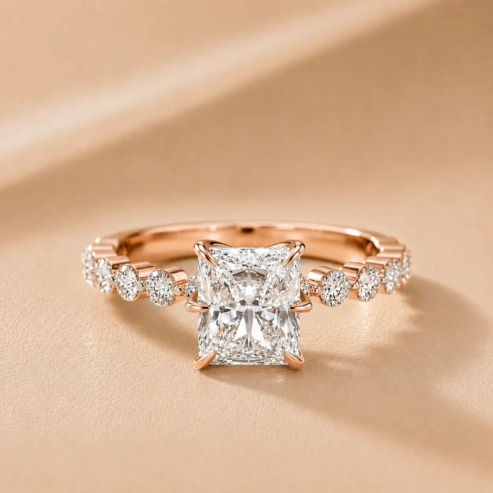 Eleanor Majesty Side Stone Princess Diamond Engagement Ring