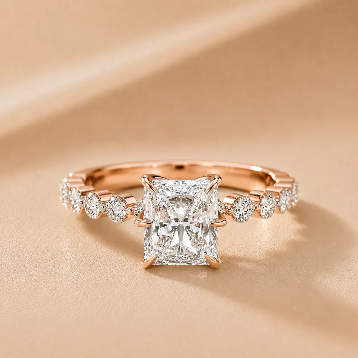 Eleanor Majesty Side Stone Princess Diamond Engagement Ring