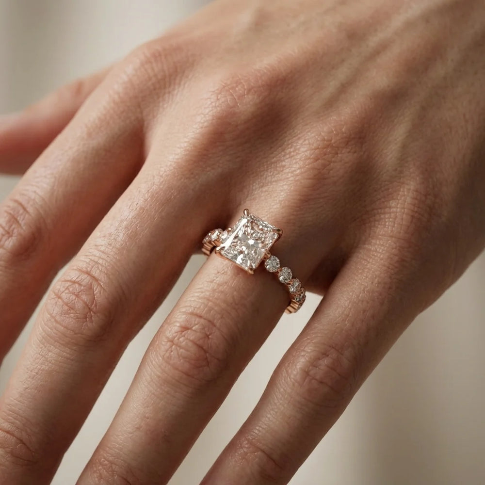 Eleanor Majesty Side Stone Princess Diamond Engagement Ring