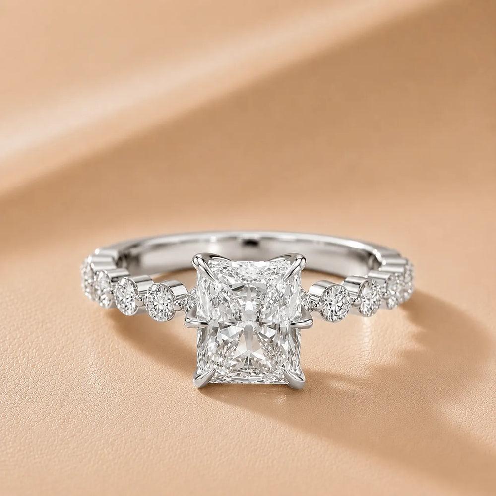 Eleanor Majesty Side Stone Princess Diamond Engagement Ring