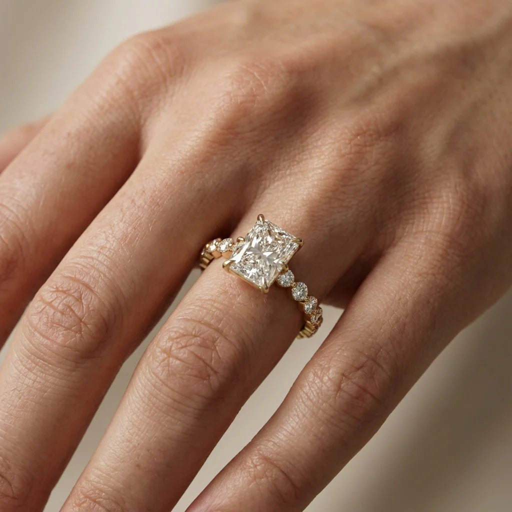Eleanor Majesty Side Stone Princess Diamond Engagement Ring