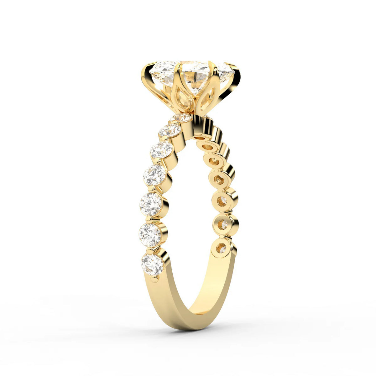 Eleanor Majesty Side Stone Princess Diamond Engagement Ring