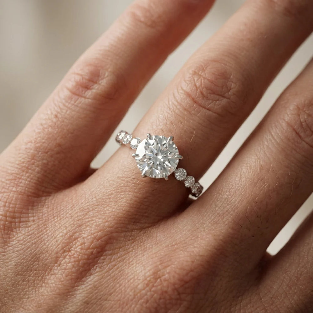 Eleanor Majesty Side Stone Princess Diamond Engagement Ring
