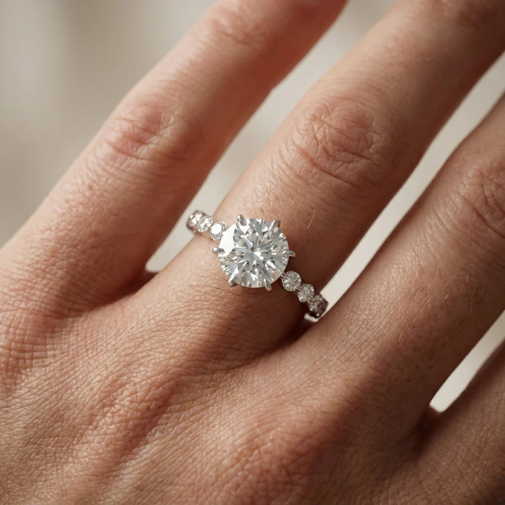 Eleanor Majesty Side Stone Princess Diamond Engagement Ring