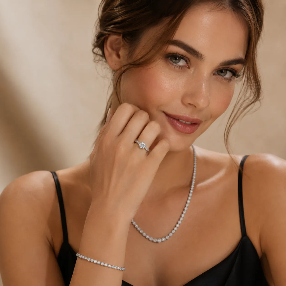 Eleanor Majesty Side Stone Princess Diamond Engagement Ring