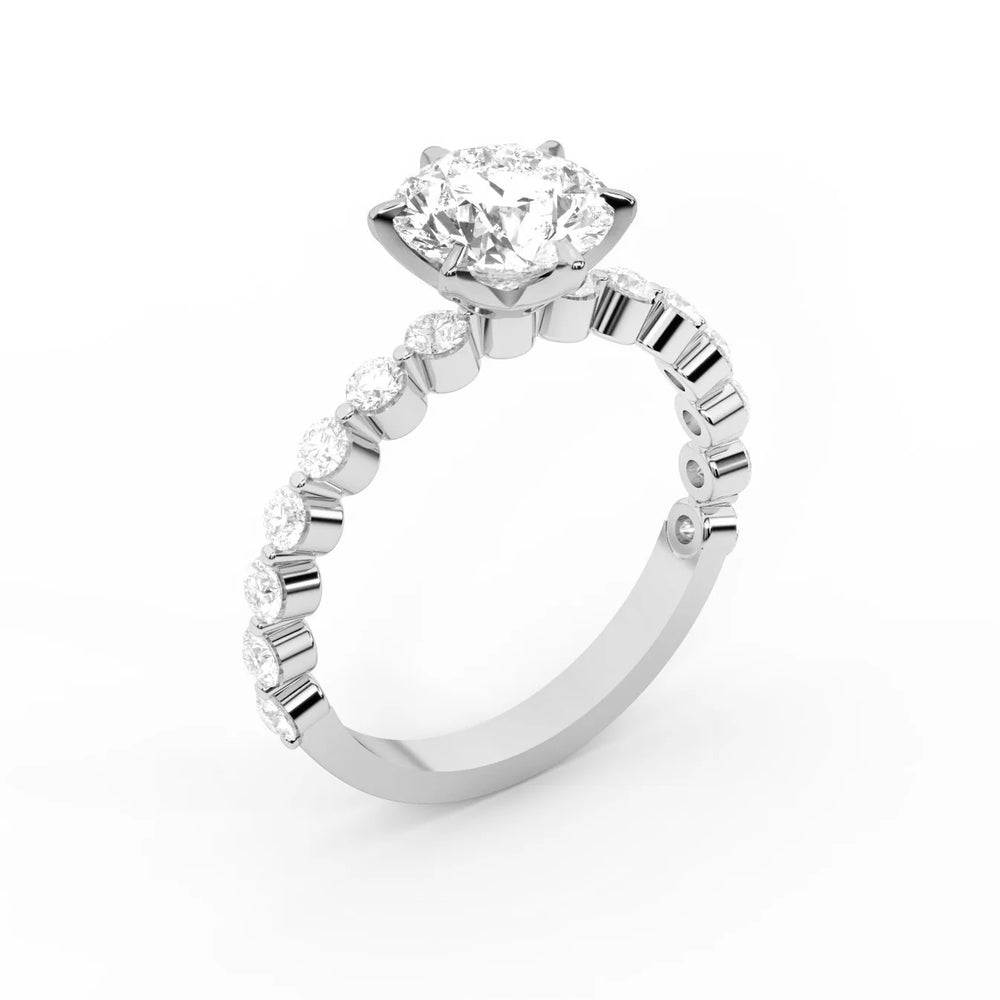 Eleanor Majesty Side Stone Princess Diamond Engagement Ring