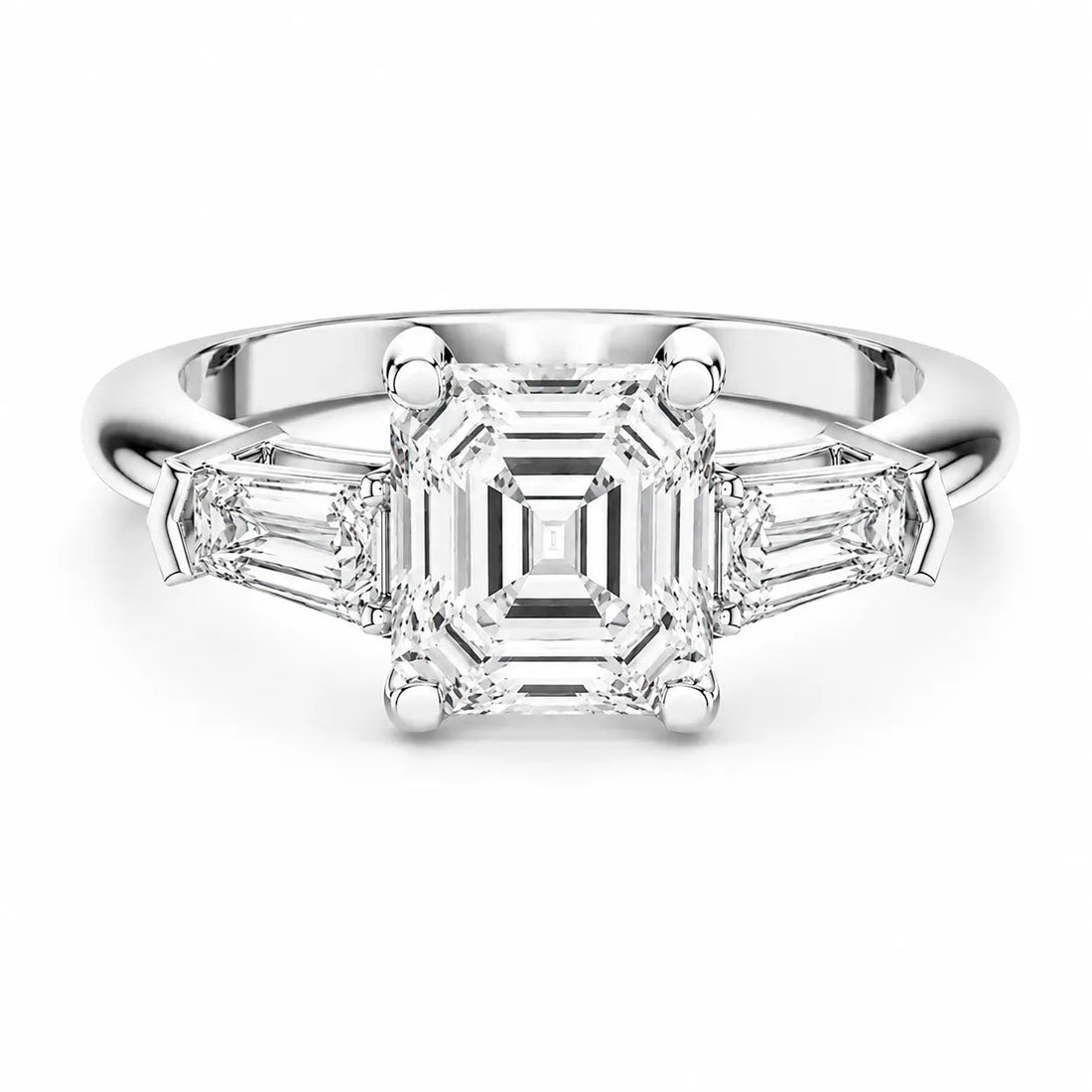 Elegance Ring with Customize baguette – Round (925 Sterling Silver)