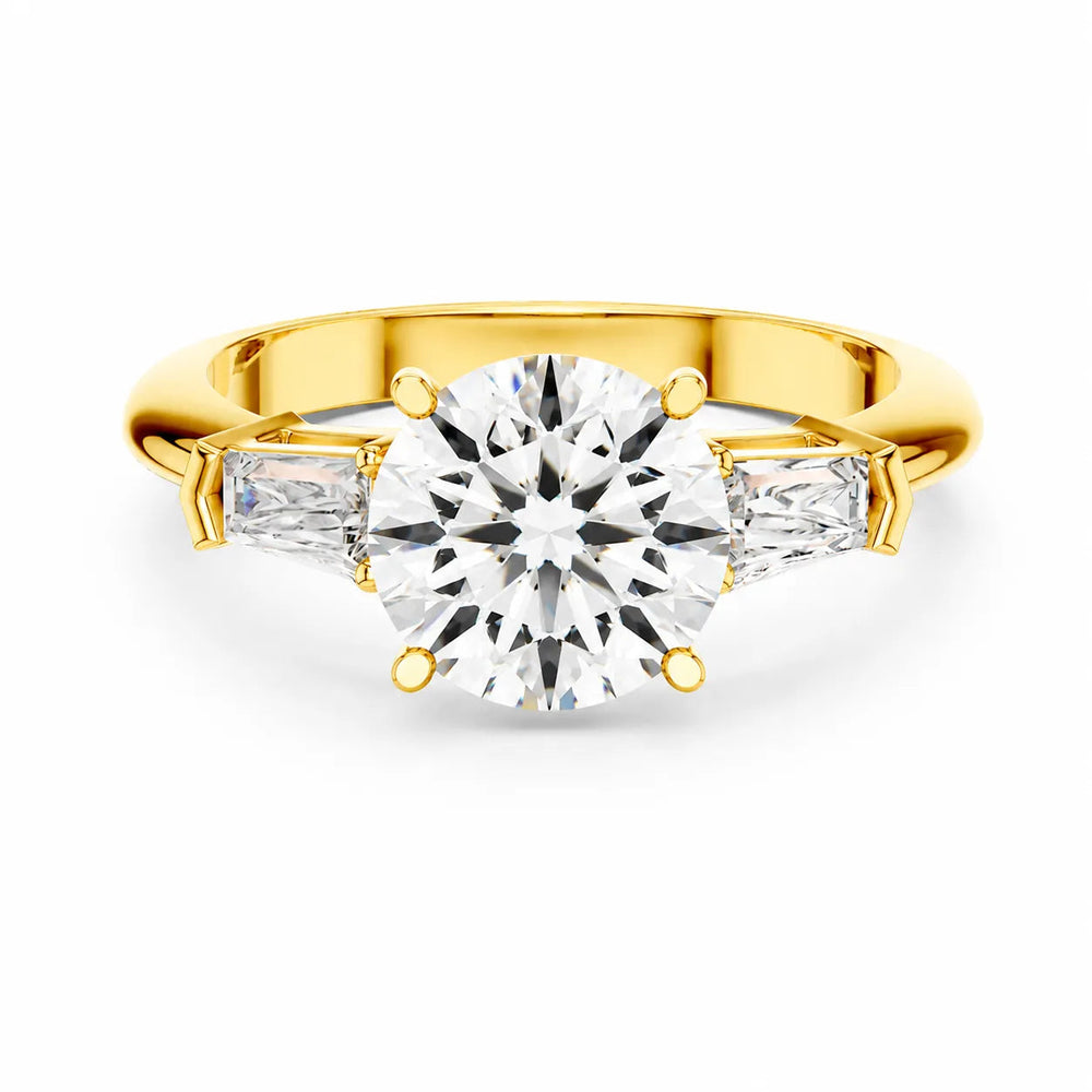 Elegance Ring with Customize baguette – Emerald (14K Yellow Gold)