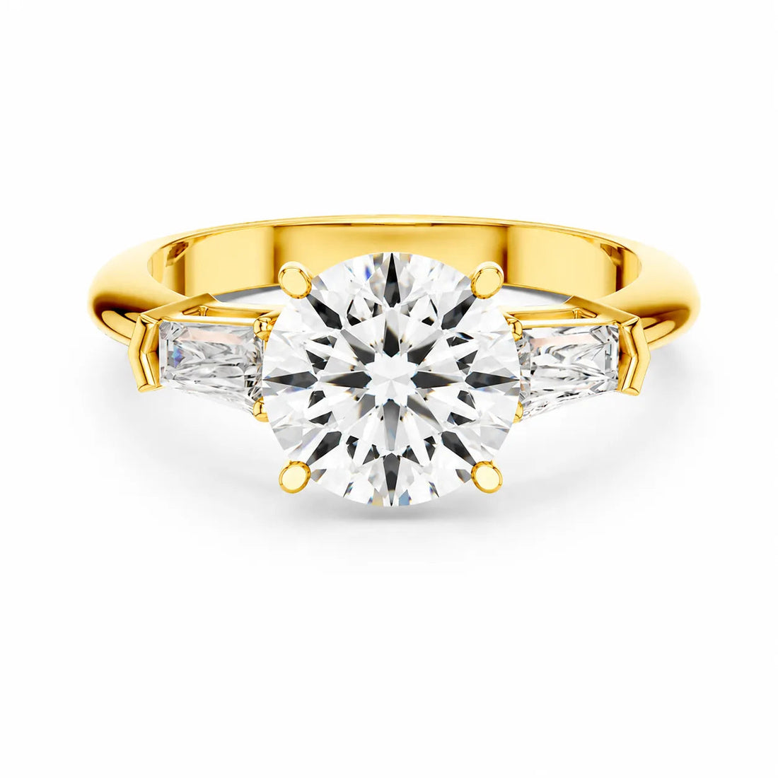 Elegance Ring with Customize baguette – Emerald (14K Yellow Gold)
