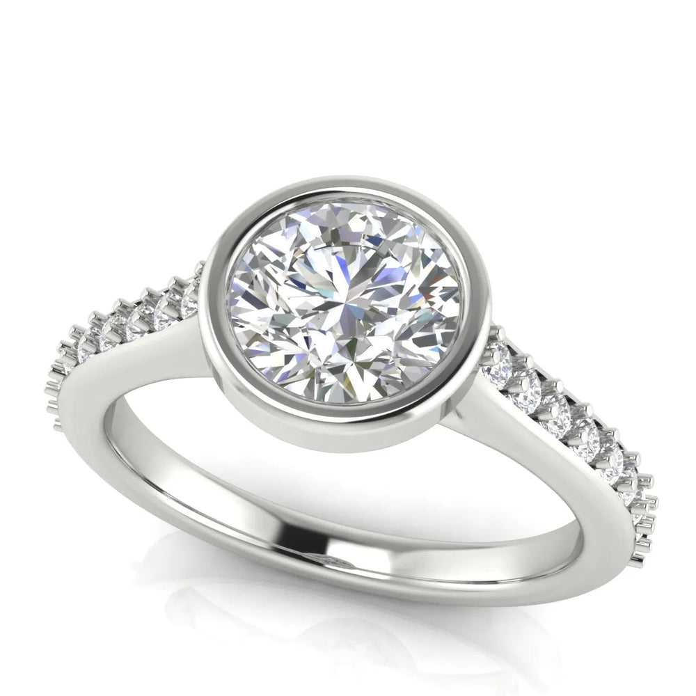 Elegant Bezel-Set Accent Ring – (925 Sterling Silver) – Round (925 Sterling Silver)