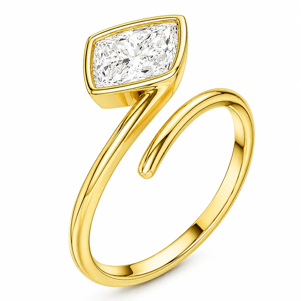 Elegant Pear-Cut Bezel Wrap Diamond Ring