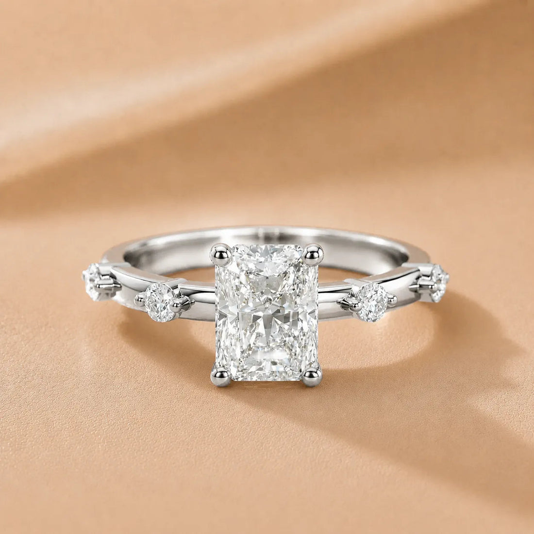 Elena Radiance Diamond Engagement Ring – Round (925 Sterling Silver)