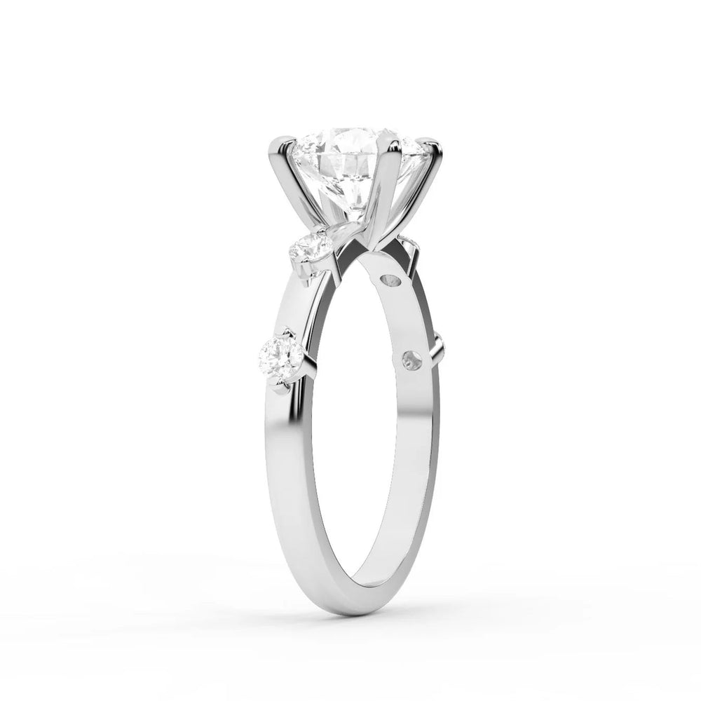 Elena Radiance Diamond Engagement Ring – Round (925 Sterling Silver)