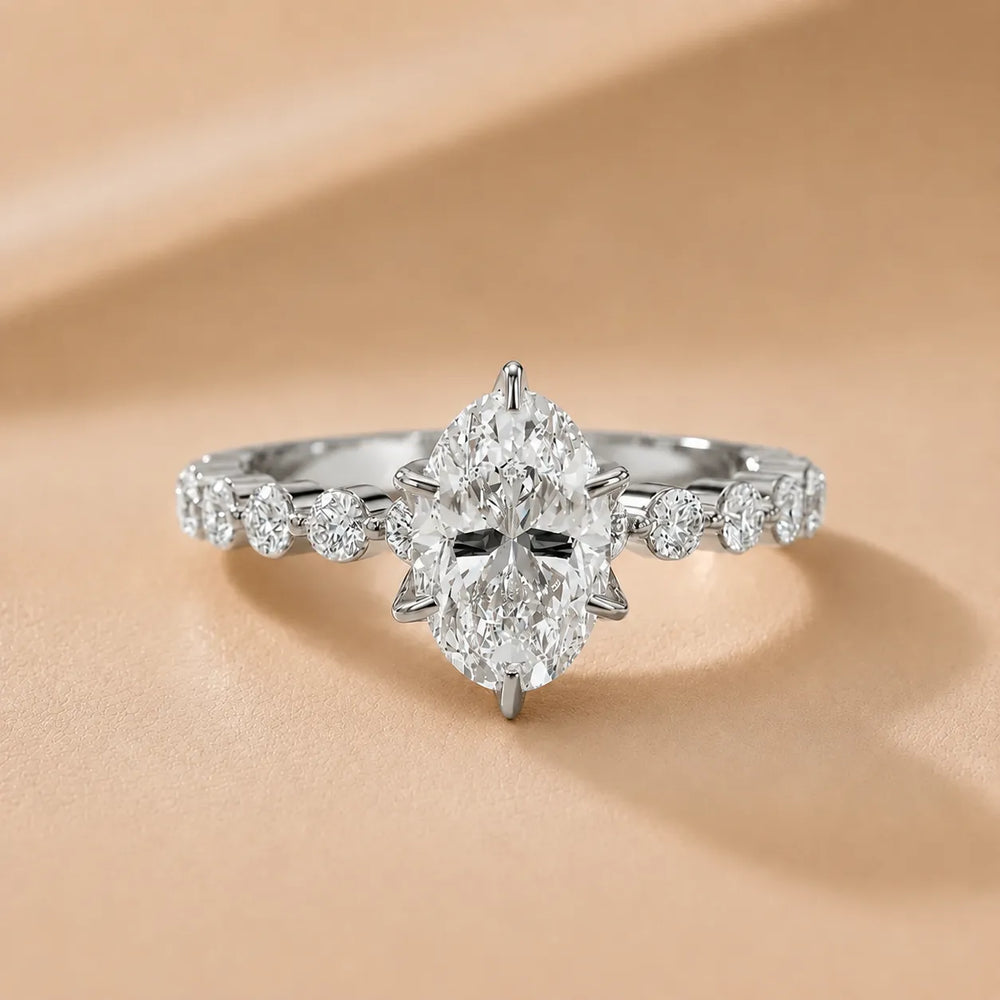 Eleanor Majesty Side Stone Princess Diamond Engagement Ring