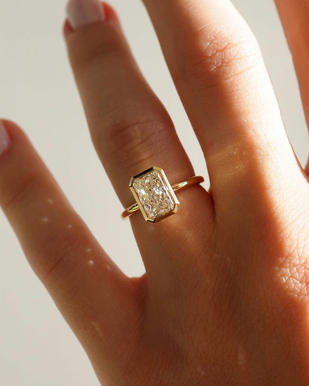 Bezel Set Radiant Cut Labgrown Engagement Ring