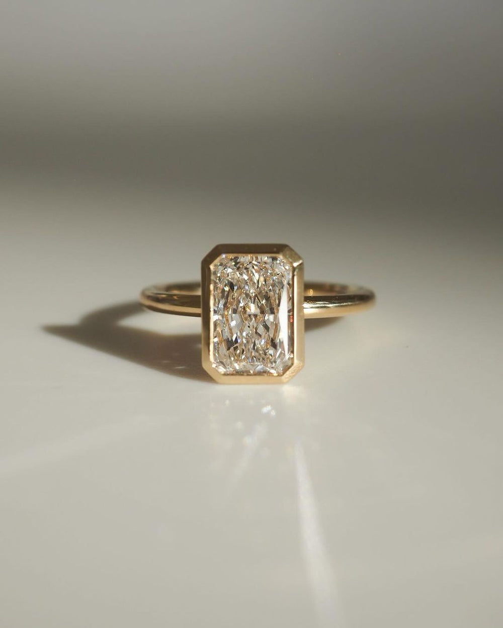 Bezel Set Radiant Cut Labgrown Engagement Ring