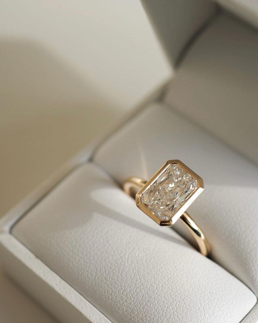 Bezel Set Radiant Cut Labgrown Engagement Ring