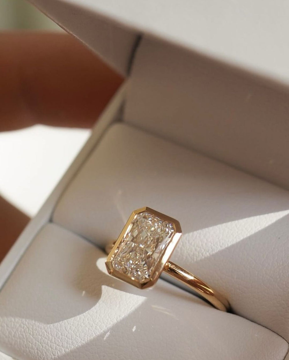 Bezel Set Radiant Cut Labgrown Engagement Ring