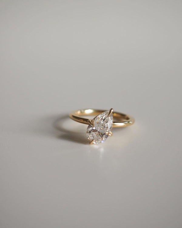 Elongated Pear Cut Labgrown Engagement Ring