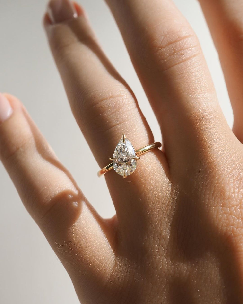 Elongated Pear Cut Labgrown Engagement Ring