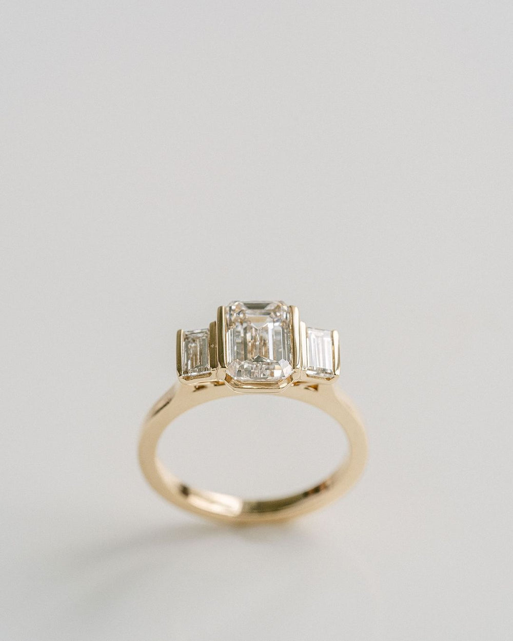 Bezel Emerald Cut Labgrown Engagement Ring