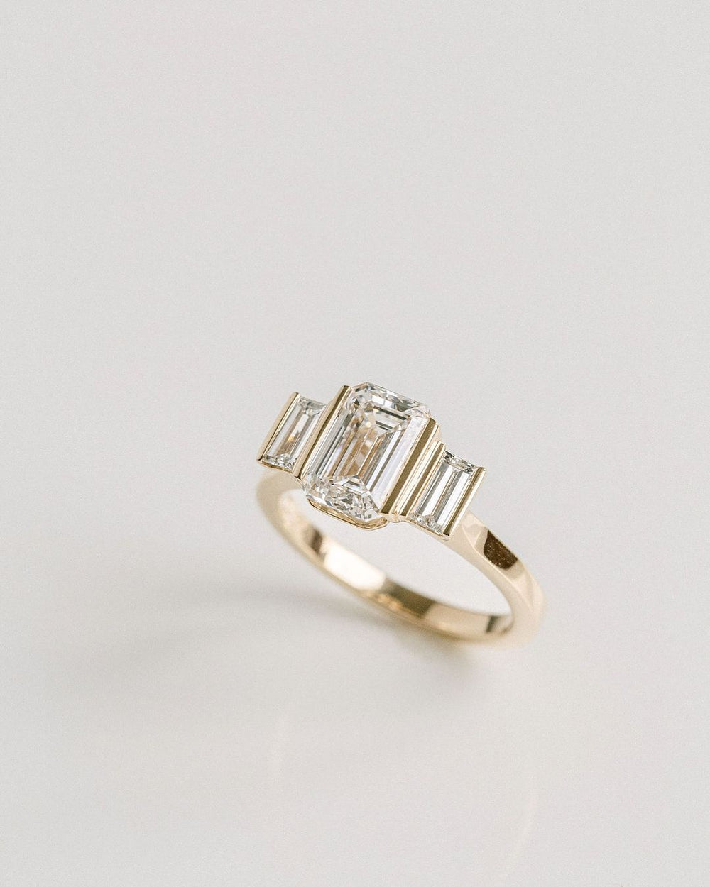 Bezel Emerald Cut Labgrown Engagement Ring