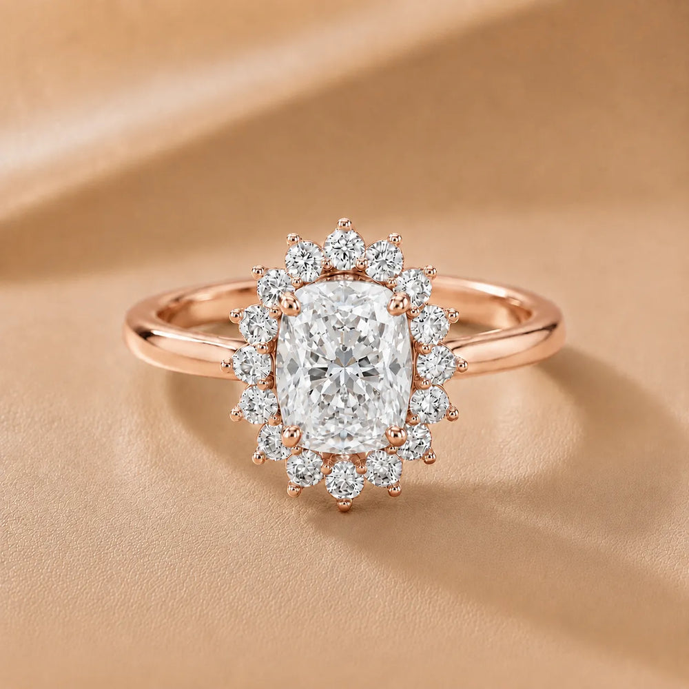 Vintage Empress Halo oval Diamond Engagement