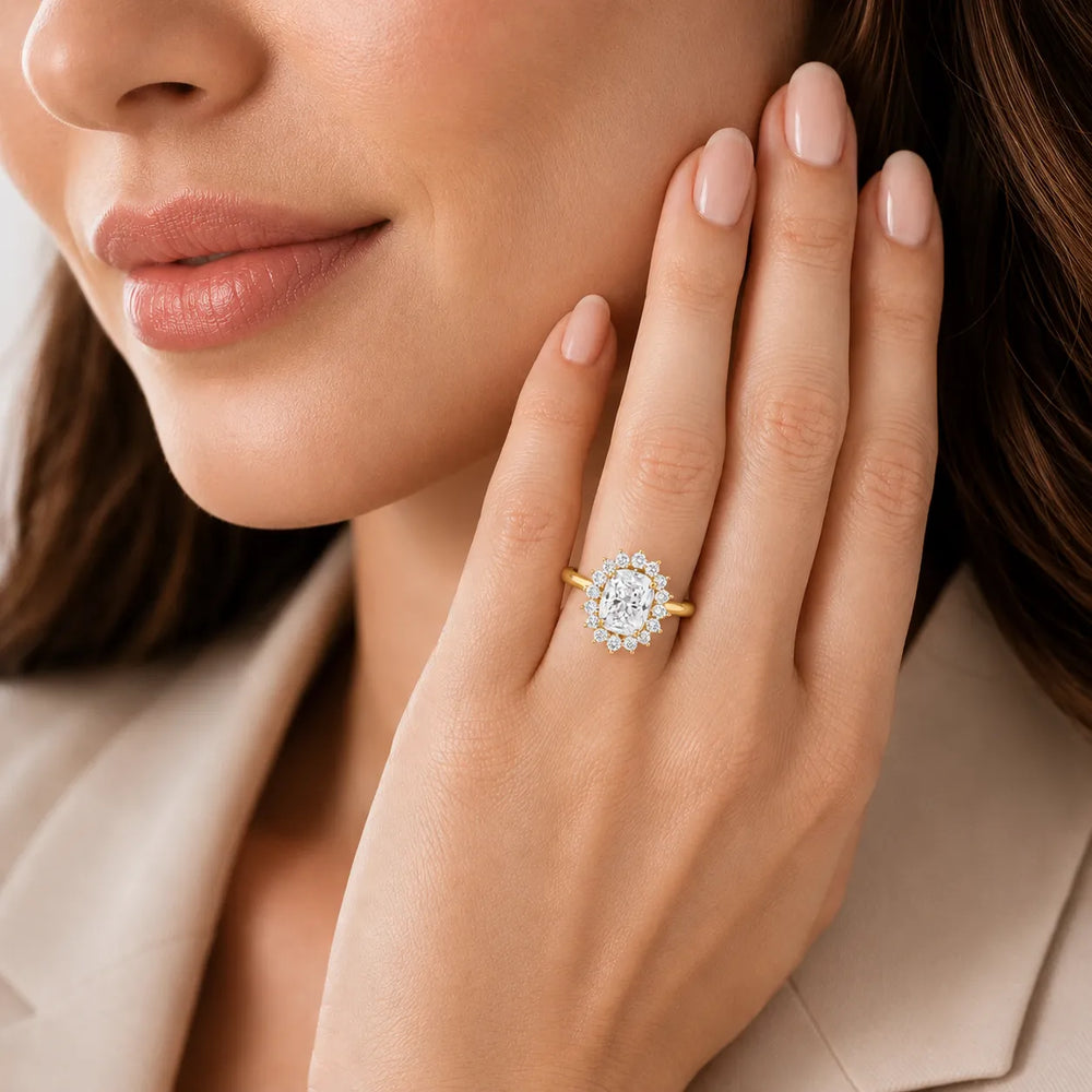 Vintage Empress Halo oval Diamond Engagement