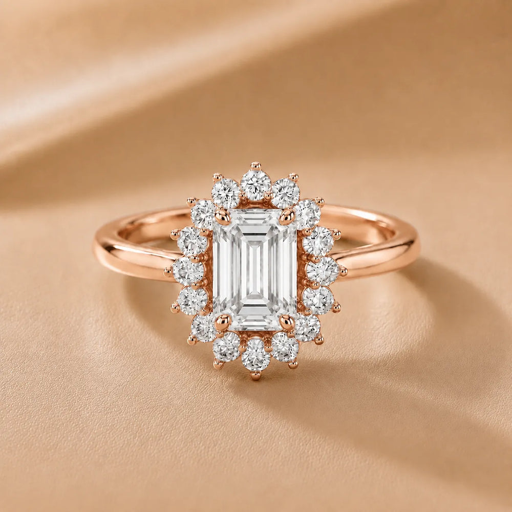 Vintage Empress Halo oval Diamond Engagement