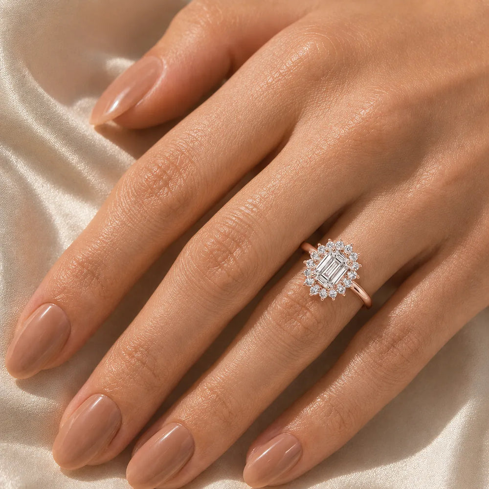 Vintage Empress Halo oval Diamond Engagement
