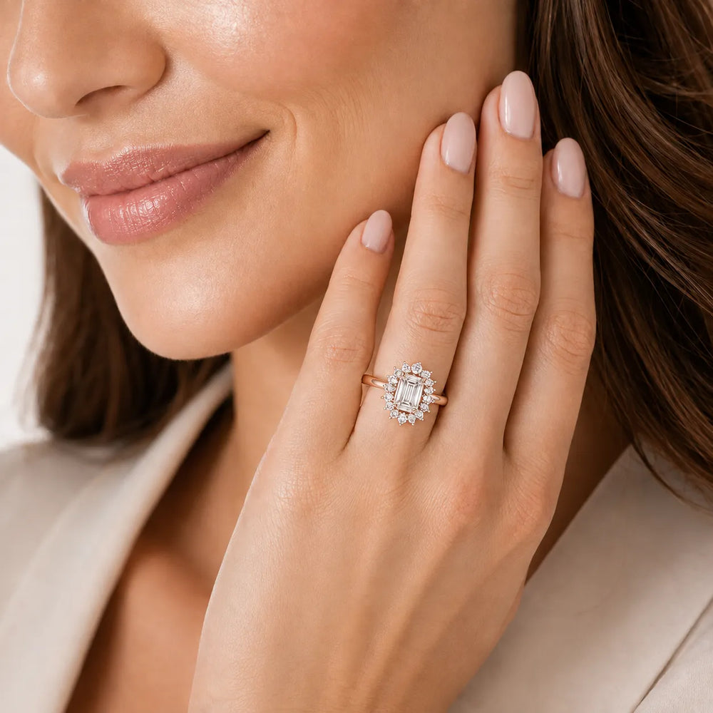 Vintage Empress Halo oval Diamond Engagement
