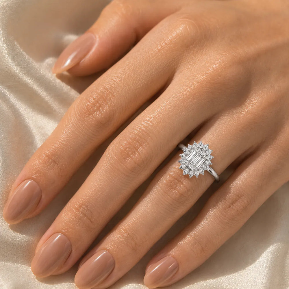Vintage Empress Halo oval Diamond Engagement