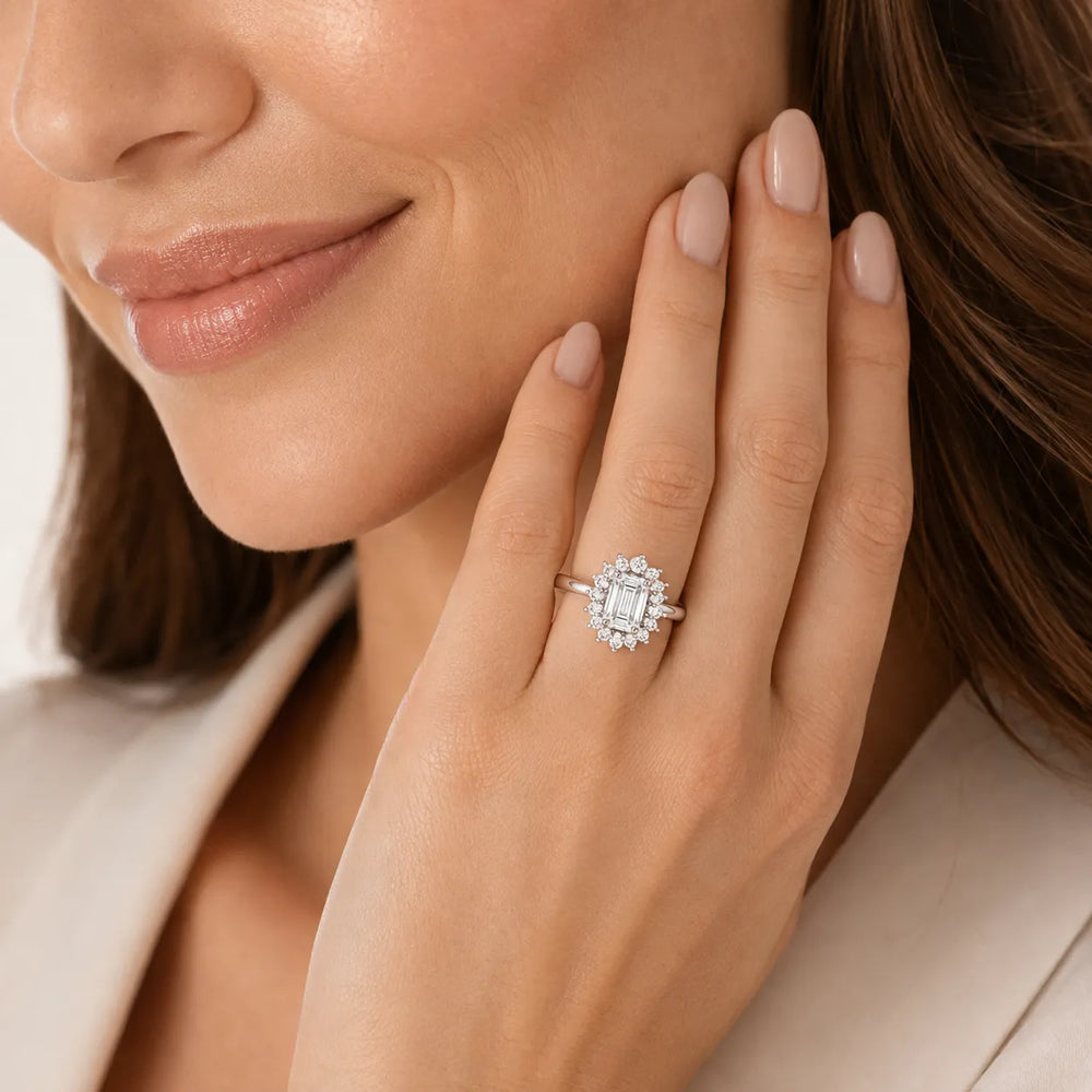 Vintage Empress Halo oval Diamond Engagement