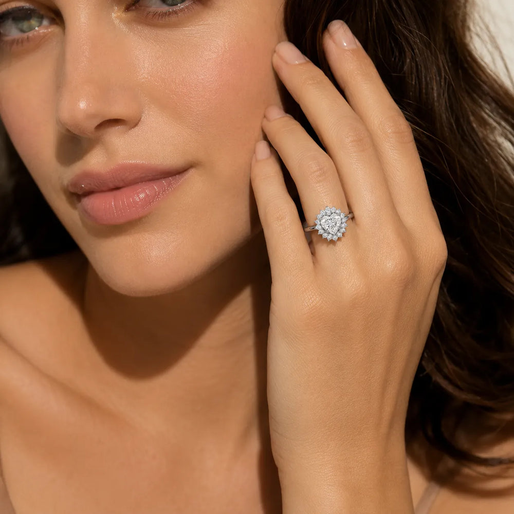 Vintage Empress Halo oval Diamond Engagement