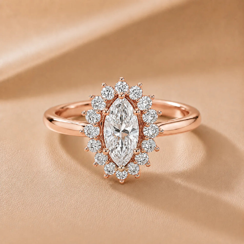Vintage Empress Halo oval Diamond Engagement