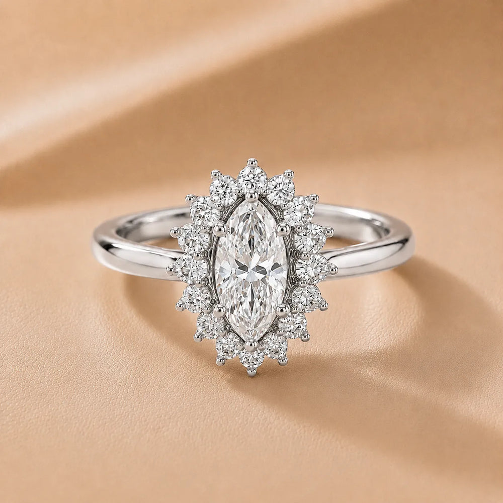 Vintage Empress Halo oval Diamond Engagement