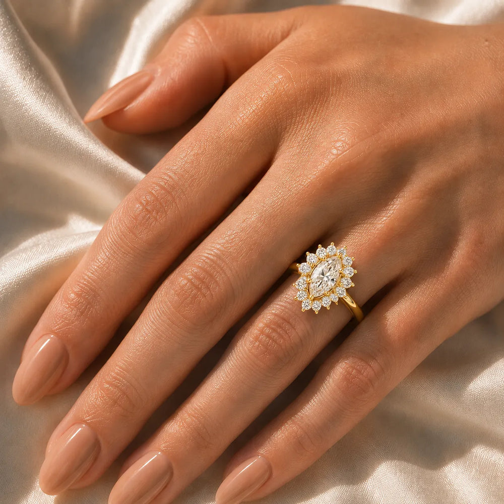 Vintage Empress Halo oval Diamond Engagement