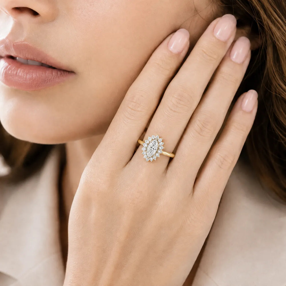 Vintage Empress Halo oval Diamond Engagement