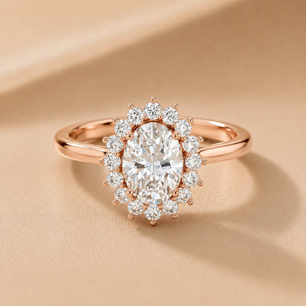 Vintage Empress Halo oval Diamond Engagement