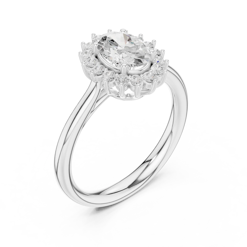 Vintage Empress Halo oval Diamond Engagement
