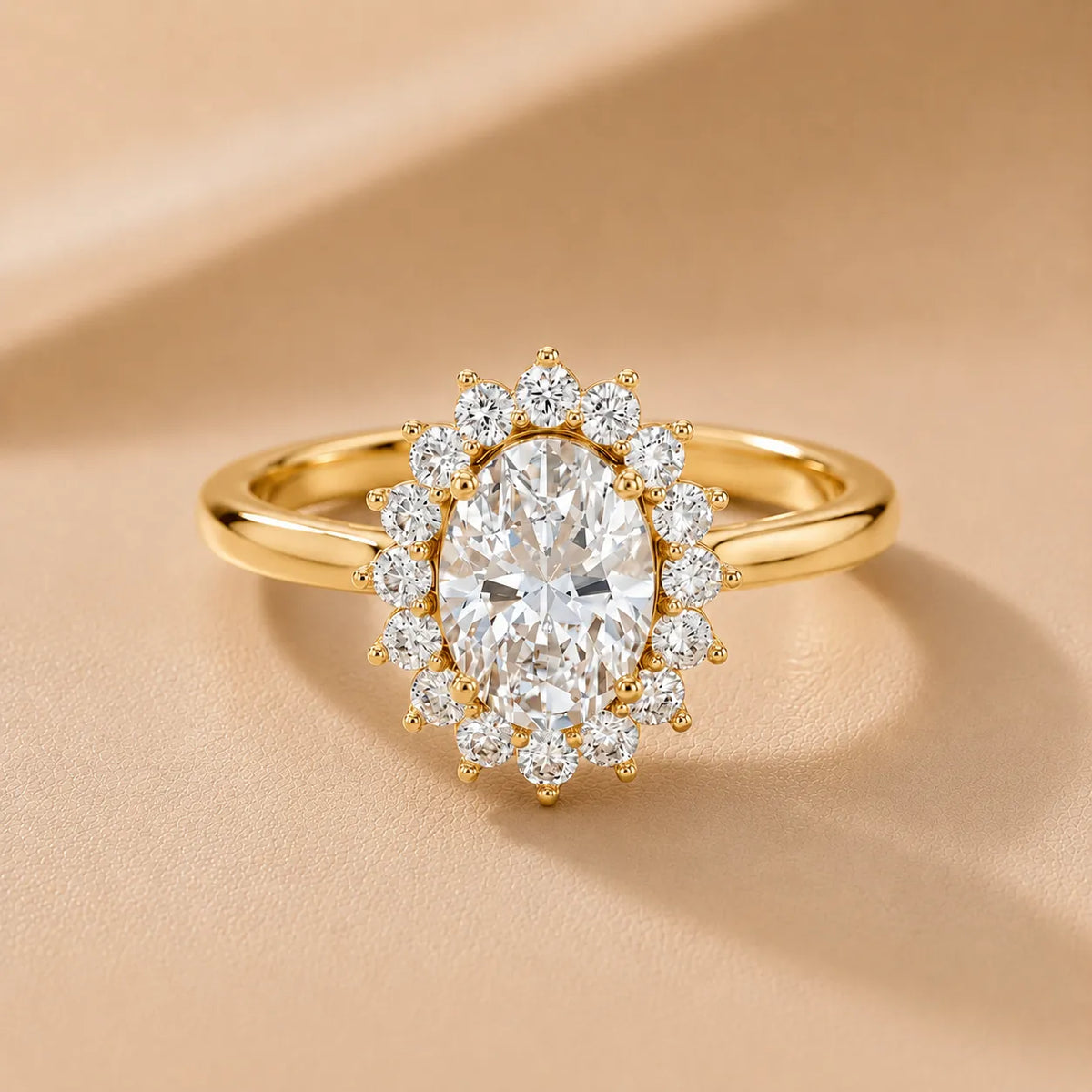 Vintage Empress Halo Oval Diamond Engagement