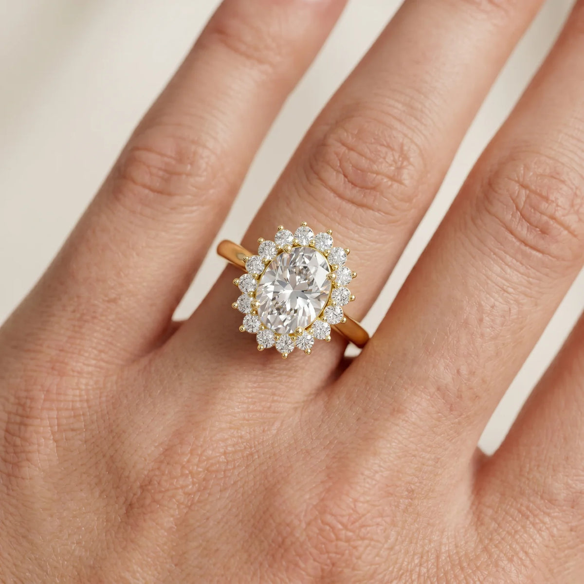 Vintage Empress Halo Oval Diamond Engagement